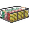 imagemDesign Metal Wire Rustic Farmhouse Large Food Organizer Storage Bin Basket with Bamboo Wood Handles for Kitchen Pantry Shelf Cabinet or Cupboard  2 Pack  BlackNatural