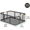 imagemDesign Metal Wire Rustic Farmhouse Large Food Organizer Storage Bin Basket with Bamboo Wood Handles for Kitchen Pantry Shelf Cabinet or Cupboard  2 Pack  BlackNatural