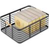 imagemDesign Metal Wire Rustic Farmhouse Large Food Organizer Storage Bin Basket with Bamboo Wood Handles for Kitchen Pantry Shelf Cabinet or Cupboard  2 Pack  BlackNatural