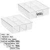 imagemDesign Plastic Divided Bathroom Vanity Countertop Storage Cosmetic Organizer Box for Makeup Beauty Hair Nail Supplies  14quot Long  2 Pack  32 Adhesive Labels  Clear