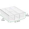 imagemDesign Plastic Divided Bathroom Vanity Countertop Storage Cosmetic Organizer Box for Makeup Beauty Hair Nail Supplies  14quot Long  2 Pack  32 Adhesive Labels  Clear
