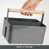 imagemDesign Plastic Portable Shower Caddy Divided Basket Bin Storage Organizer with Bamboo Handle for Bathroom Dorm Shelf ampamp Cabinet Holds Shampoo Conditioner  Aura Collection Charcoal GrayNaturalCharcoalNatural