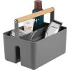 imagemDesign Plastic Portable Shower Caddy Divided Basket Bin Storage Organizer with Bamboo Handle for Bathroom Dorm Shelf ampamp Cabinet Holds Shampoo Conditioner  Aura Collection Charcoal GrayNaturalCharcoalNatural