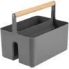 imagemDesign Plastic Portable Shower Caddy Divided Basket Bin Storage Organizer with Bamboo Handle for Bathroom Dorm Shelf ampamp Cabinet Holds Shampoo Conditioner  Aura Collection Charcoal GrayNaturalCharcoalNatural