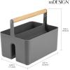 imagemDesign Plastic Portable Shower Caddy Divided Basket Bin Storage Organizer with Bamboo Handle for Bathroom Dorm Shelf ampamp Cabinet Holds Shampoo Conditioner  Aura Collection Charcoal GrayNaturalCharcoalNatural