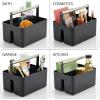 imagemDesign Plastic Shower Caddy Storage Organizer Utility Tote Divided Basket Bin  Metal Handle for Bathroom Dorm Kitchen Holds Soap Shampoo Conditioner  Aura Collection  BlackBrushed ChromeBlackBrushed