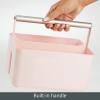 imagemDesign Plastic Shower Caddy Storage Organizer Utility Tote Divided Basket Bin  Metal Handle for Bathroom Dorm Kitchen Holds Soap Shampoo Conditioner  Aura Collection  BlackBrushed ChromeLight PinkSatin