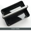 imagemDesign Plastic Shower Caddy Storage Organizer Utility Tote Divided Basket Bin  Metal Handle for Bathroom Dorm Kitchen Holds Soap Shampoo Conditioner  Aura Collection  BlackBrushed ChromeBlackBrushed