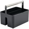 imagemDesign Plastic Shower Caddy Storage Organizer Utility Tote Divided Basket Bin  Metal Handle for Bathroom Dorm Kitchen Holds Soap Shampoo Conditioner  Aura Collection  BlackBrushed ChromeBlackBrushed