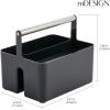 imagemDesign Plastic Shower Caddy Storage Organizer Utility Tote Divided Basket Bin  Metal Handle for Bathroom Dorm Kitchen Holds Soap Shampoo Conditioner  Aura Collection  BlackBrushed ChromeBlackBrushed