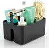 imagemDesign Plastic Shower Caddy Storage Organizer Utility Tote Divided Basket Bin  Metal Handle for Bathroom Dorm Kitchen Holds Soap Shampoo Conditioner  Aura Collection  BlackBrushed ChromeBlackBrushed