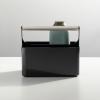 imagemDesign Plastic Shower Caddy Storage Organizer Utility Tote Divided Basket Bin  Metal Handle for Bathroom Dorm Kitchen Holds Soap Shampoo Conditioner  Aura Collection  BlackBrushed ChromeBlackBrushed