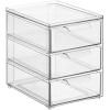 imagemDesign Plastic Stackable 3Drawer Kitchen Storage Organizer  Bin with Divided PullOut Drawers for Pantry Shelf FridgeRefrigerator and Freezer Organization  Lumiere Collection  Clear