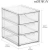 imagemDesign Plastic Stackable 3Drawer Kitchen Storage Organizer  Bin with Divided PullOut Drawers for Pantry Shelf FridgeRefrigerator and Freezer Organization  Lumiere Collection  Clear