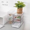 imagemDesign Plastic Stackable 3Drawer Kitchen Storage Organizer  Bin with Divided PullOut Drawers for Pantry Shelf FridgeRefrigerator and Freezer Organization  Lumiere Collection  Clear