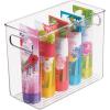imagemDesign Plastic Stackable Tall Storage Organizer Bin Container with Handle for Bathroom Closet or Under Sink Organization  Holds Soaps Styling Tools or Makeup  Ligne Collection  4 Pack  Clear
