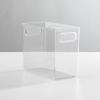 imagemDesign Plastic Stackable Tall Storage Organizer Bin Container with Handle for Bathroom Closet or Under Sink Organization  Holds Soaps Styling Tools or Makeup  Ligne Collection  4 Pack  Clear