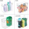 imagemDesign Plastic Stackable Tall Storage Organizer Bin Container with Handle for Bathroom Closet or Under Sink Organization  Holds Soaps Styling Tools or Makeup  Ligne Collection  4 Pack  Clear