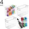 imagemDesign Plastic Stackable Tall Storage Organizer Bin Container with Handle for Bathroom Closet or Under Sink Organization  Holds Soaps Styling Tools or Makeup  Ligne Collection  4 Pack  Clear