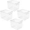 imagemDesign Plastic Tall Deep Kitchen or Pantry Organizing Storage Bins with Handles  Food Organization Storage Bins for Kitchen Pantry Cabinet Refrigerator or Freezer Ligne Collection 4 Pack ClearClear