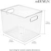 imagemDesign Plastic Tall Deep Kitchen or Pantry Organizing Storage Bins with Handles  Food Organization Storage Bins for Kitchen Pantry Cabinet Refrigerator or Freezer Ligne Collection 4 Pack ClearClear