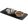 imagemDesign Premium Quality Square Pet Food and Water Bowl Feeding Mat for Dogs and Cats Waterproof NonSlip Durable Silicone Placemat  Food Safe  Small Linelle Collection 2 Pack  Black