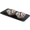 imagemDesign Premium Quality Square Pet Food and Water Bowl Feeding Mat for Dogs and Cats Waterproof NonSlip Durable Silicone Placemat  Food Safe  Small Linelle Collection 2 Pack  Black