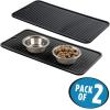 imagemDesign Premium Quality Square Pet Food and Water Bowl Feeding Mat for Dogs and Cats Waterproof NonSlip Durable Silicone Placemat  Food Safe  Small Linelle Collection 2 Pack  Black