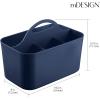 imagemDesign Small Plastic ShowerBath Storage Organizer Caddy Tote with Handle for Dorm Shelf Cabinet  Hold Soap Shampoo Conditioner Combs Brushes Lumiere Collection Navy Blue