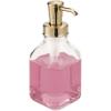 imagemDesign Square Glass Refillable Liquid Soap Dispenser Pump Bottle for Bathroom Vanity Countertop Kitchen Sink  Holds Hand Soap Dish Soap Hand Sanitizer Essential Oils  2 Pack  ClearSoft Brass