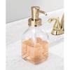 imagemDesign Square Glass Refillable Liquid Soap Dispenser Pump Bottle for Bathroom Vanity Countertop Kitchen Sink  Holds Hand Soap Dish Soap Hand Sanitizer Essential Oils  2 Pack  ClearSoft Brass