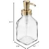 imagemDesign Square Glass Refillable Liquid Soap Dispenser Pump Bottle for Bathroom Vanity Countertop Kitchen Sink  Holds Hand Soap Dish Soap Hand Sanitizer Essential Oils  2 Pack  ClearSoft Brass