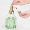 imagemDesign Square Glass Refillable Liquid Soap Dispenser Pump Bottle for Bathroom Vanity Countertop Kitchen Sink  Holds Hand Soap Dish Soap Hand Sanitizer Essential Oils  2 Pack  ClearSoft Brass