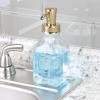 imagemDesign Square Glass Refillable Liquid Soap Dispenser Pump Bottle for Bathroom Vanity Countertop Kitchen Sink  Holds Hand Soap Dish Soap Hand Sanitizer Essential Oils  2 Pack  ClearSoft Brass
