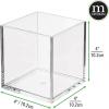 imagemDesign Stackable Square Cosmetic Organizer for Bathroom Bedroom or Vanity Countertop and Drawers  Storage Bin for Makeup Brushes Palettes Lipstick Blush  Prism Collection  3 Pack  Clear