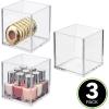 imagemDesign Stackable Square Cosmetic Organizer for Bathroom Bedroom or Vanity Countertop and Drawers  Storage Bin for Makeup Brushes Palettes Lipstick Blush  Prism Collection  3 Pack  Clear