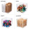 imagemDesign Stackable Square Cosmetic Organizer for Bathroom Bedroom or Vanity Countertop and Drawers  Storage Bin for Makeup Brushes Palettes Lipstick Blush  Prism Collection  3 Pack  Clear