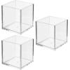 imagemDesign Stackable Square Cosmetic Organizer for Bathroom Bedroom or Vanity Countertop and Drawers  Storage Bin for Makeup Brushes Palettes Lipstick Blush  Prism Collection  3 Pack  Clear
