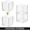 imagemDesign Stackable Square Cosmetic Organizer for Bathroom Bedroom or Vanity Countertop and Drawers  Storage Bin for Makeup Brushes Palettes Lipstick Blush  Prism Collection  3 Pack  Clear
