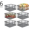 imagemDesign Steel Metal Wire Kitchen Food Storage Organizer Bin Basket for Pantry Organization  Wired Farmhouse Basket with Handle for Shelves  Carson Collection  6 Pack Dark Gray