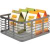 imagemDesign Steel Metal Wire Kitchen Food Storage Organizer Bin Basket for Pantry Organization  Wired Farmhouse Basket with Handle for Shelves  Carson Collection  6 Pack Dark Gray