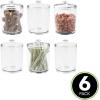 imagemDesign Tall Plastic Pet Storage Canister Jar with Lid  Holds DogPuppy Food Treats Toys Medical Dental and Grooming Supplies  Medium  6 Pack  Clear