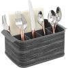 imagemDesign Cutlery Holder with Handles  Decorative Cutlery Basket for Kitchen Garden or Picnic  Storage Box with Large Compartments  CharcoalCharcoal