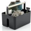 imagemDesign Plastic Shower Caddy Storage Organizer Utility Tote Divided Basket Bin  Metal Handle for Bathroom Dorm Kitchen Holds Soap Shampoo Conditioner  Aura Collection  BlackBrushed ChromeBlackBrushed