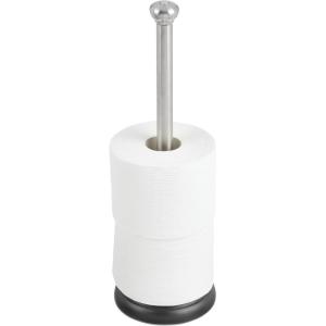 imagemDesign Metal FreeStanding Toilet Paper Holder with Stainless Steel Tube Stand with Storage Roller Organizer for Bathroom Cabinet  Holds 3 Rolls Toilet Tissue  Hyde Collection  BronzeBrushedBlack