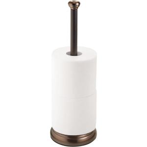 imagemDesign Metal FreeStanding Toilet Paper Holder with Stainless Steel Tube Stand with Storage Roller Organizer for Bathroom Cabinet  Holds 3 Rolls Toilet Tissue  Hyde Collection  BronzeSplit Bronze