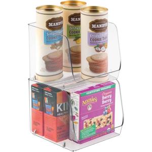 imagemDesign Modern Stackable Plastic Open Front Dip Storage Organizer Bin Basket for Kitchen Organization  Ligne Collection  2 Pack  Clear