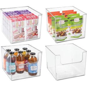 imagemDesign Set of 4 Storage Trays Open Top Kitchen Tray for Food Storage Made of Plastic Ideal in The Kitchen Cupboards or as Fridge Boxes 254 cm x 254 cm x 197 cm Clear