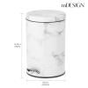 imagemDesign Pedal Bin  Metal Waste Bin with Pedal Lid and Plastic Bucket Insert  for Bathroom Kitchen and Office  3 Litre Household Rubbish Bin with Ergonomic Design  Graphite GreyWhite Marble