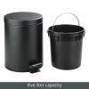 imagemDesign Pedal Bin  Metal Waste Bin with Pedal Lid and Plastic Bucket Insert  for Bathroom Kitchen and Office  3 Litre Household Rubbish Bin with Ergonomic Design  Graphite GreyBlack